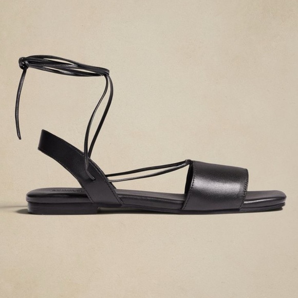 New BANANA REPUBLIC Genuine Leather Lace Up Flat Sandals Sz 6 Summer Shoe - Picture 10 of 11